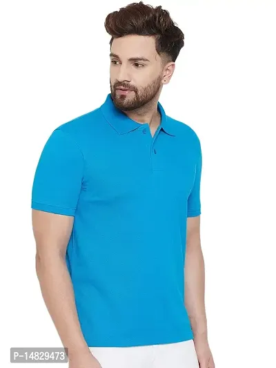 Reliable Multicoloured Cotton Blend Solid Polos For Men-thumb0