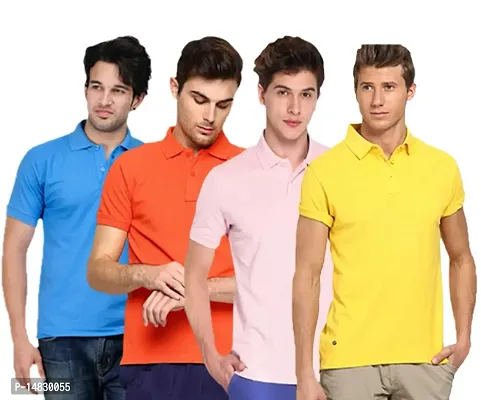 KETEX Polyster/Cotton Blend Polo Collar Men's Tshirt (Pack of 4)