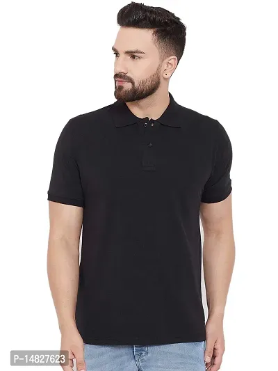 KETEX Black Polyster/Cotton Blend Polo Collar Men's Tshirt-thumb4