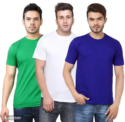 Reliable Multicoloured Cotton Blend Self Pattern Round Neck Tees For Men-thumb0