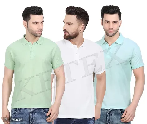 Reliable Multicoloured Cotton Blend Solid Polos For Men-thumb0