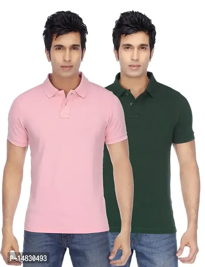 Reliable Multicoloured Cotton Blend Solid Polos For Men