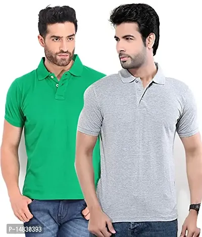 Reliable Multicoloured Cotton Blend Solid Polos For Men