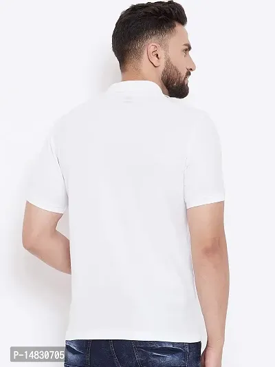 Reliable White Cotton Blend Solid Polos For Men-thumb3