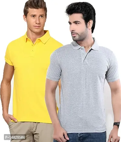 Reliable Multicoloured Cotton Blend Solid Polos For Men-thumb0