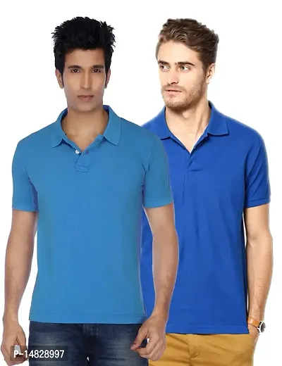 Reliable Multicoloured Cotton Blend Solid Polos For Men