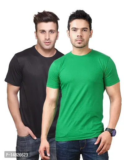 Reliable Multicoloured Cotton Blend Self Pattern Round Neck Tees For Men