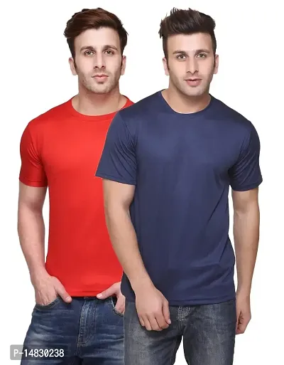 Reliable Multicoloured Cotton Blend Self Pattern Round Neck Tees For Men-thumb0