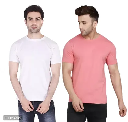 Reliable Multicoloured Polyester Solid Round Neck Tees For Men