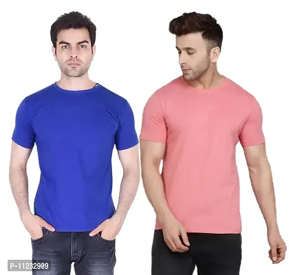 Reliable Multicoloured Polyester Solid Round Neck Tees For Men