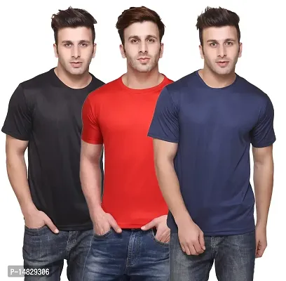 Reliable Multicoloured Cotton Blend Self Pattern Round Neck Tees For Men-thumb0