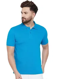 Reliable Multicoloured Cotton Blend Solid Polos For Men-thumb3