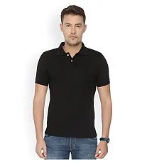 Reliable Multicoloured Cotton Blend Solid Polos For Men-thumb2