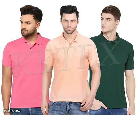 Reliable Multicoloured Cotton Blend Solid Polos For Men