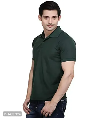 Reliable Green Cotton Blend Solid Polos For Men-thumb2