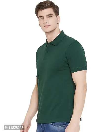 Reliable Green Cotton Blend Solid Polos For Men-thumb2