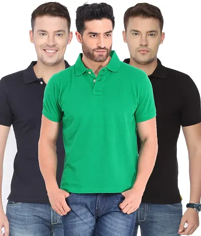 KETEX Polyster/Cotton Blend Polo Collar Men's Tshirt (Pack of 3)