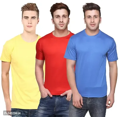 Reliable Multicoloured Cotton Blend Self Pattern Round Neck Tees For Men-thumb0