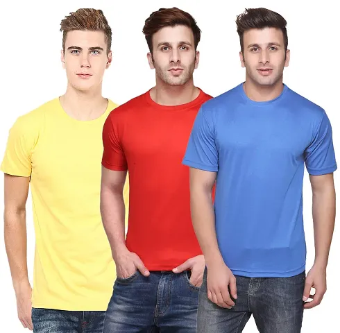 KETEX Round Neck Men's Polyster Blend dri fit Tshirts (Pack of 3)