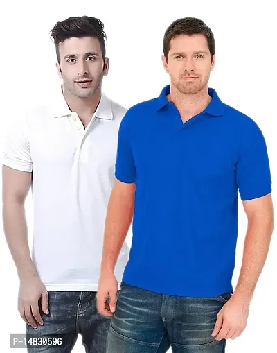 Reliable Multicoloured Cotton Blend Solid Polos For Men