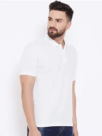 Reliable White Cotton Blend Solid Polos For Men-thumb1