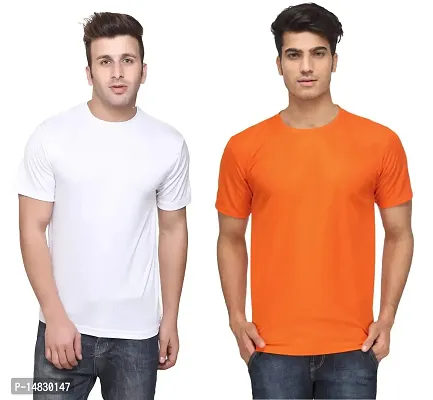 Reliable Multicoloured Cotton Blend Self Pattern Round Neck Tees For Men