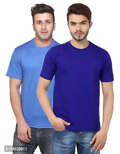 Reliable Multicoloured Cotton Blend Self Pattern Round Neck Tees For Men