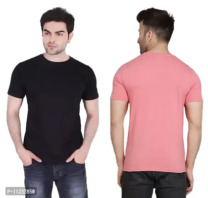 Reliable Multicoloured Polyester Solid Round Neck Tees For Men-thumb2