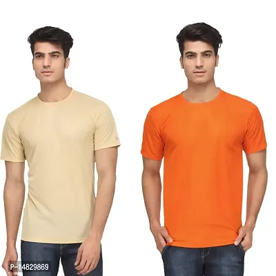 Reliable Multicoloured Cotton Blend Self Pattern Round Neck Tees For Men-thumb0