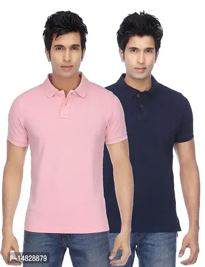 Reliable Multicoloured Cotton Blend Solid Polos For Men