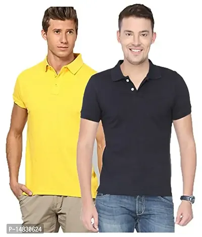 Reliable Multicoloured Cotton Blend Solid Polos For Men