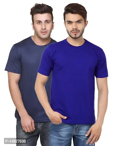 Reliable Multicoloured Cotton Blend Self Pattern Round Neck Tees For Men