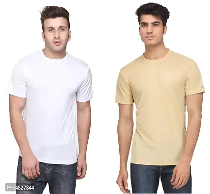 Reliable Multicoloured Cotton Blend Self Pattern Round Neck Tees For Men-thumb0