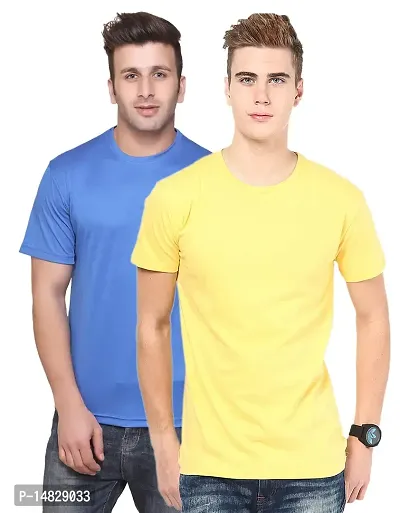 Reliable Multicoloured Cotton Blend Self Pattern Round Neck Tees For Men-thumb0