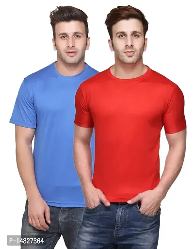 Reliable Multicoloured Cotton Blend Self Pattern Round Neck Tees For Men