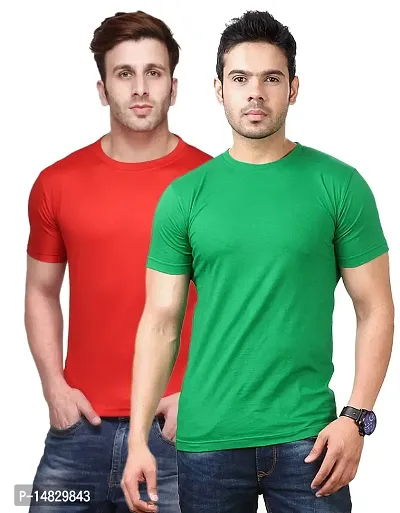 Reliable Multicoloured Cotton Blend Self Pattern Round Neck Tees For Men