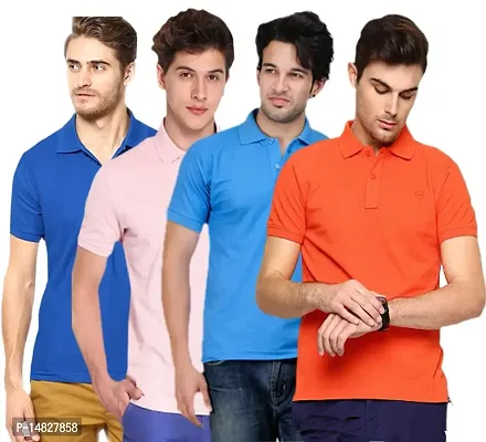 KETEX Polyster/Cotton Blend Polo Collar Men's Tshirt (Pack of 4)