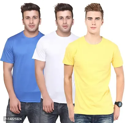 Reliable Multicoloured Cotton Blend Self Pattern Round Neck Tees For Men-thumb0