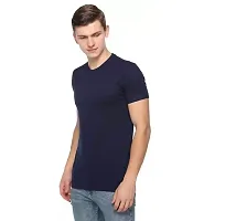 Reliable Blue Polyester Solid Round Neck Tees For Men-thumb1