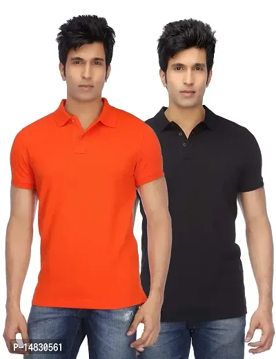 Reliable Multicoloured Cotton Blend Solid Polos For Men