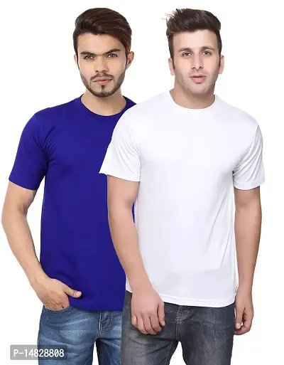 Reliable Multicoloured Cotton Blend Self Pattern Round Neck Tees For Men-thumb0