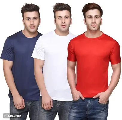 Reliable Multicoloured Cotton Blend Self Pattern Round Neck Tees For Men-thumb0