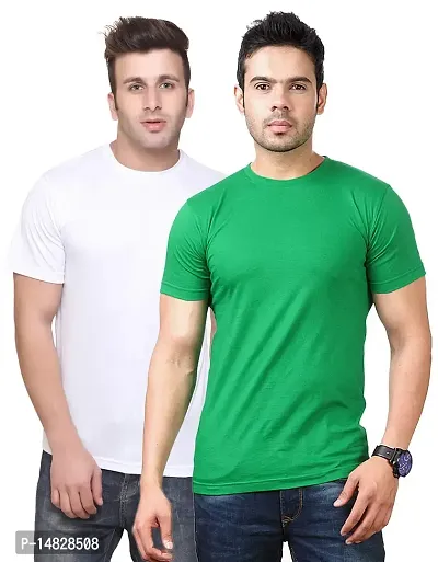 Reliable Multicoloured Cotton Blend Self Pattern Round Neck Tees For Men