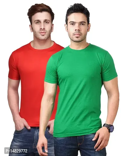 Reliable Multicoloured Cotton Blend Self Pattern Round Neck Tees For Men-thumb0