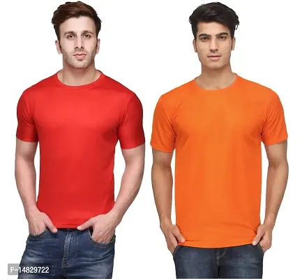 Reliable Multicoloured Cotton Blend Self Pattern Round Neck Tees For Men