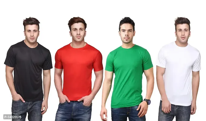 KETEX Men's Polyester/dri-fit Round T-Shirt Set of 4