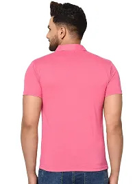 Reliable Pink Cotton Blend Solid Polos For Men-thumb2
