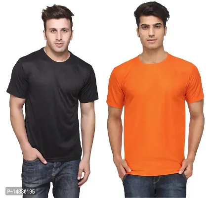 Reliable Multicoloured Cotton Blend Self Pattern Round Neck Tees For Men