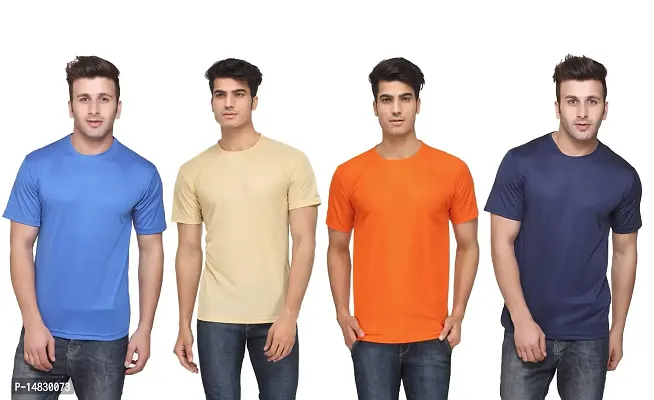 KETEX Men's Polyester/dri-fit Round T-Shirt Set of 4