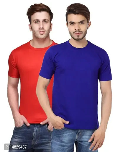 Reliable Multicoloured Cotton Blend Self Pattern Round Neck Tees For Men